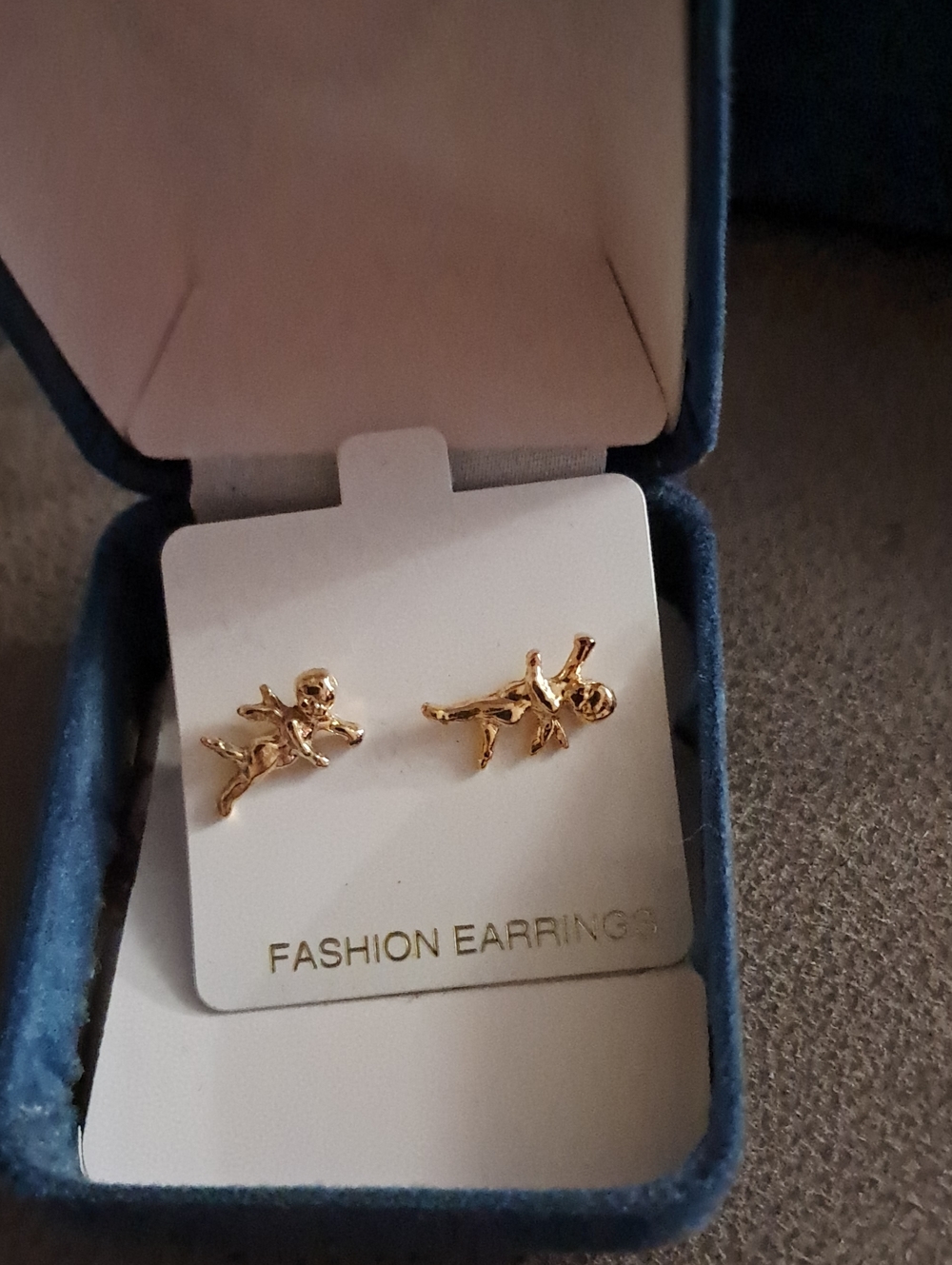 Gold Cherub Stud Earrings - Fashion Earrings